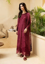 3PC-Embroidery Suit With Shafon Embroidery Dubta-LH031